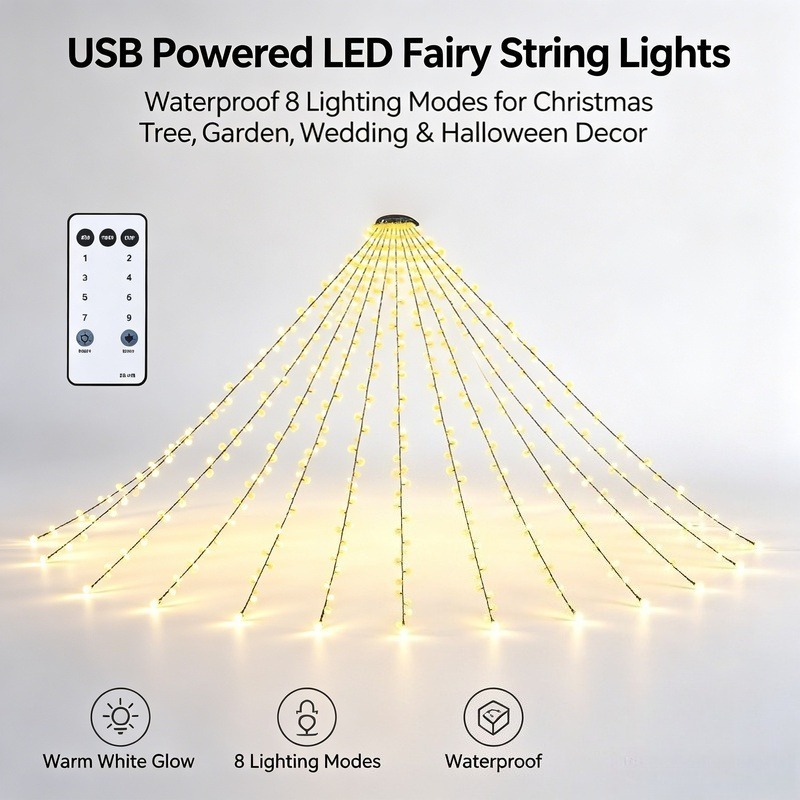 Lighting Christmas Decor - Светодиодные гирлянды USB, водонепроницаемые, для украшения