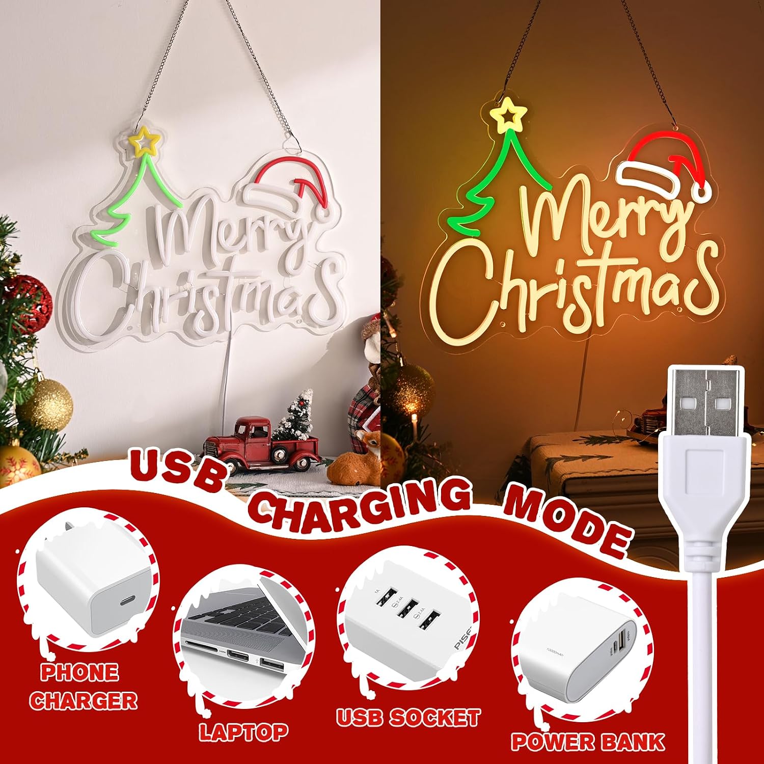 Неоновая вывеска «С Рождеством – обзор и цена Lighting Christmas Decor
